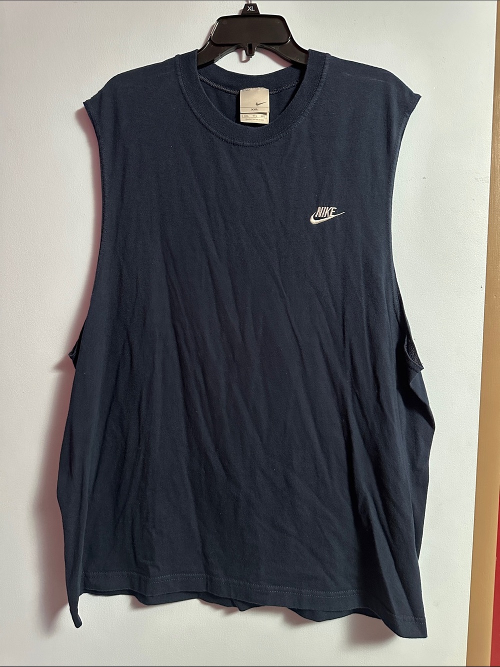 Vintage 2000s Y2K Nike White Tag Navy Blue Sleeveless Tee XXL"